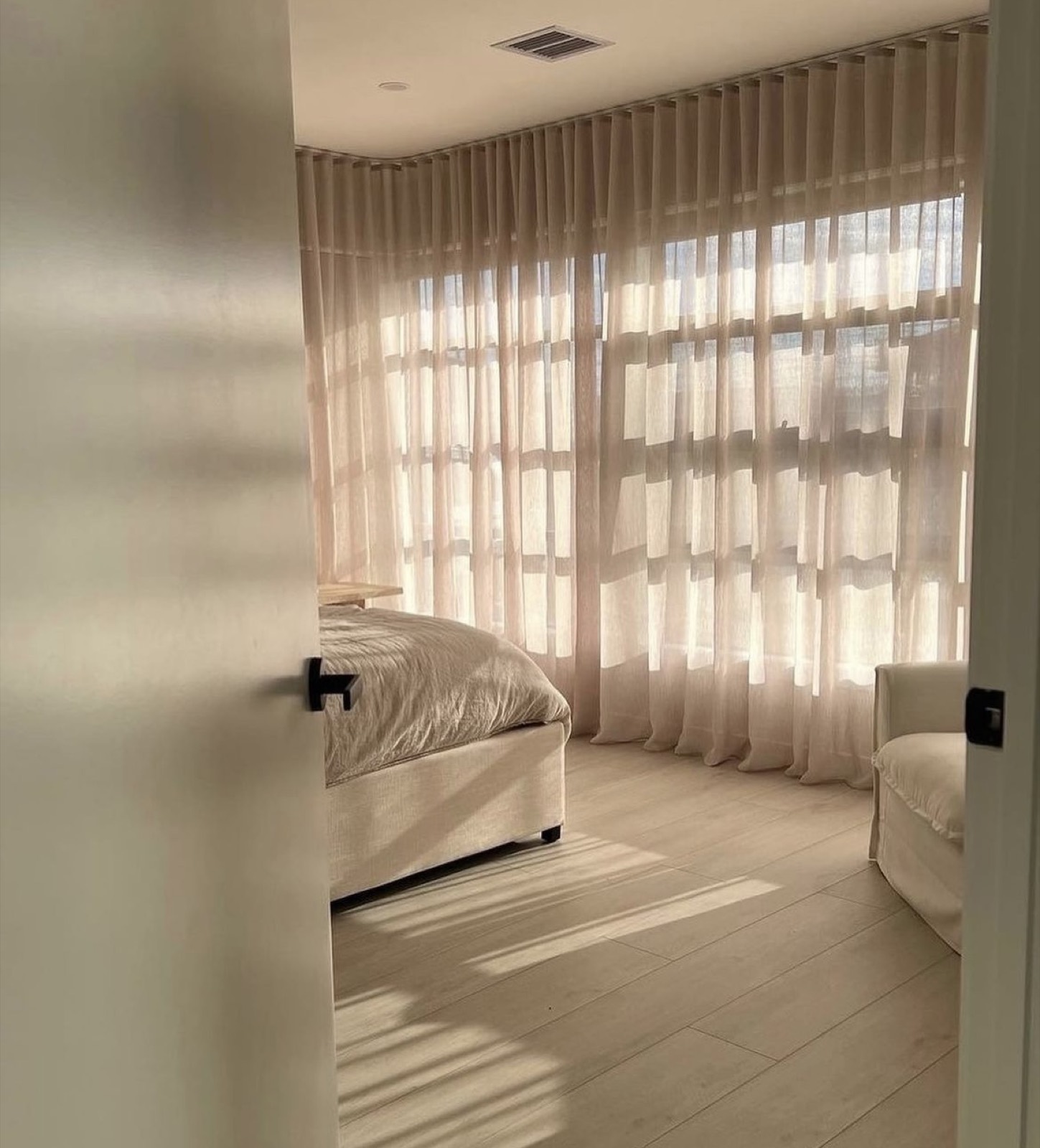 Plantation shutters on a bay window